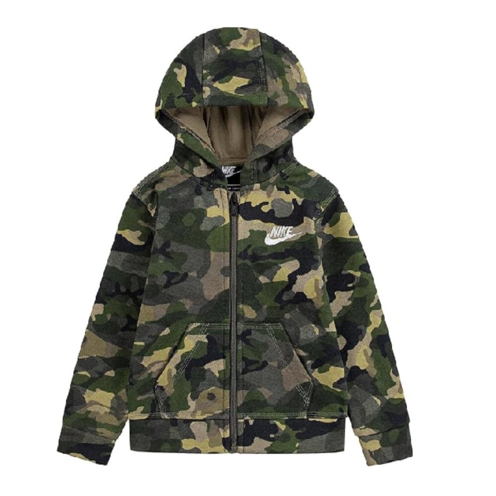 Nike Full Zip Hoodie Jacket Green Camouflage size 4 Little Kid